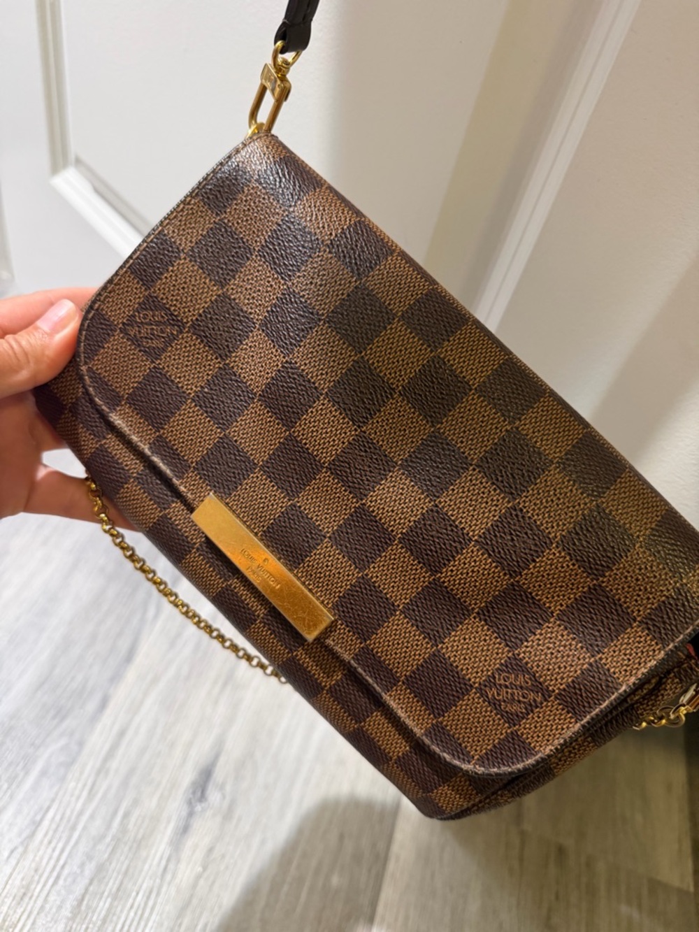 Louis Vuitton Brown Damier Ebene Crossbody with Gold Hardware